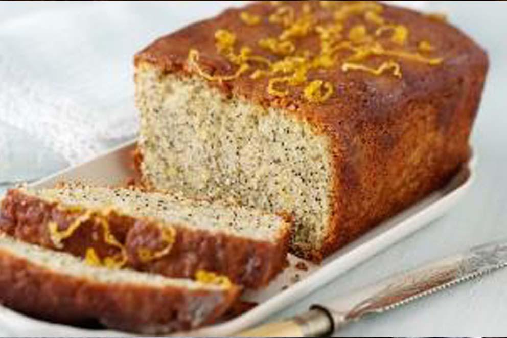 A lemon and poppy seed cake.