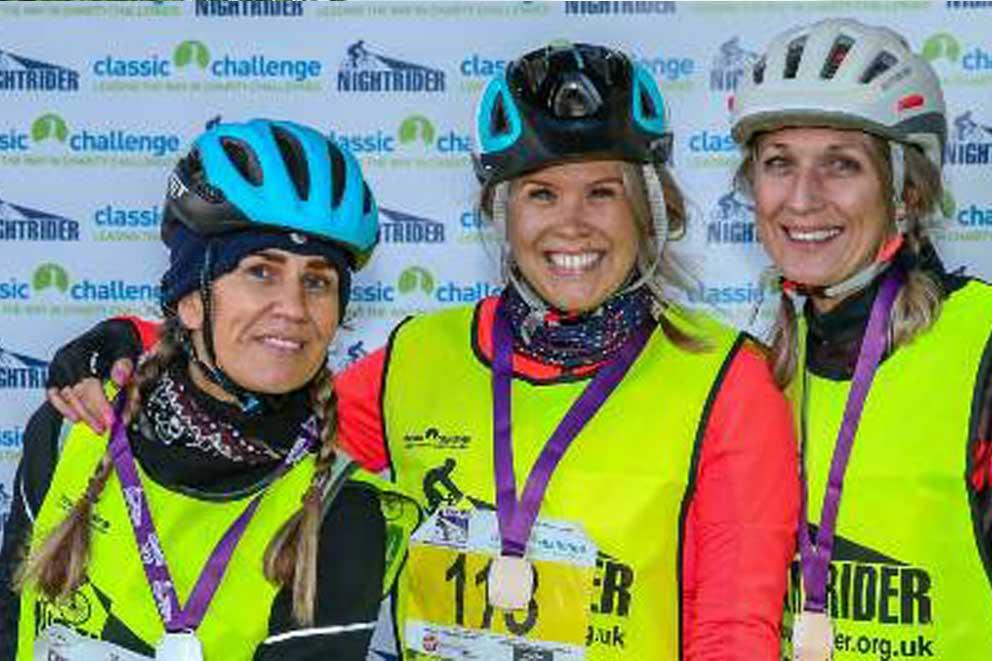 Three cyclists after cycling event